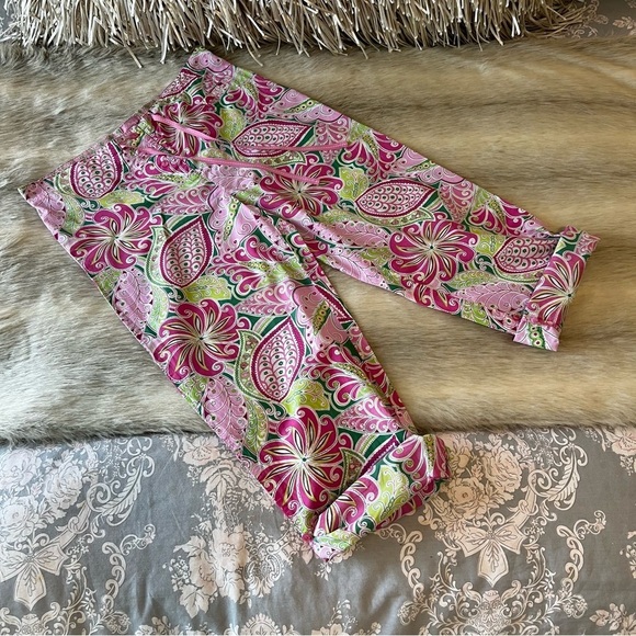 VERA BRADLEY Pinwheel Pink 2008 Pajama Bottoms Green Lightweight Floral Y2K - Picture 11 of 14